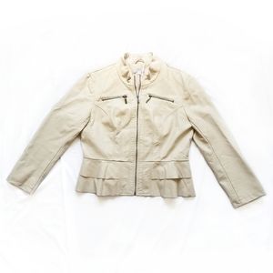 Faux Cream Leather Jacket
